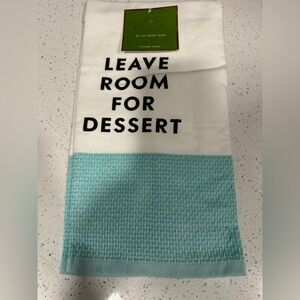 kate spade White and Aqua 'Leave Room for Dessert' Kitchen Towel NWT